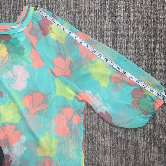 Lane Bryant Women's 22/24 Plus 3/4 Elastic Sleeve And Hem Colorful Top Spring - Picture 7 of 7